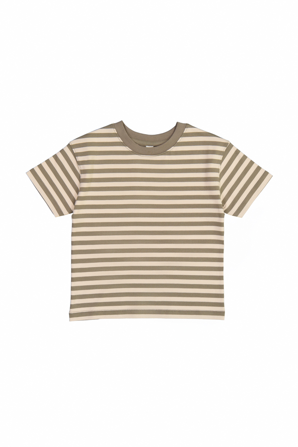 Boy's 100% Cotton Yarn Dye Stripe Short Sleeve T-shirt