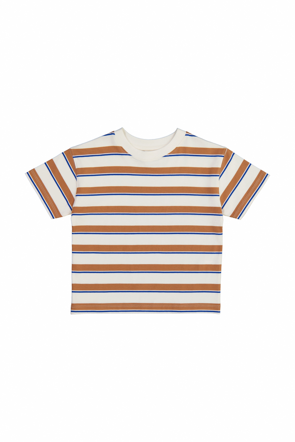 Boy's 100% Cotton Yarn Dye Stripe Short Sleeve T-shirt