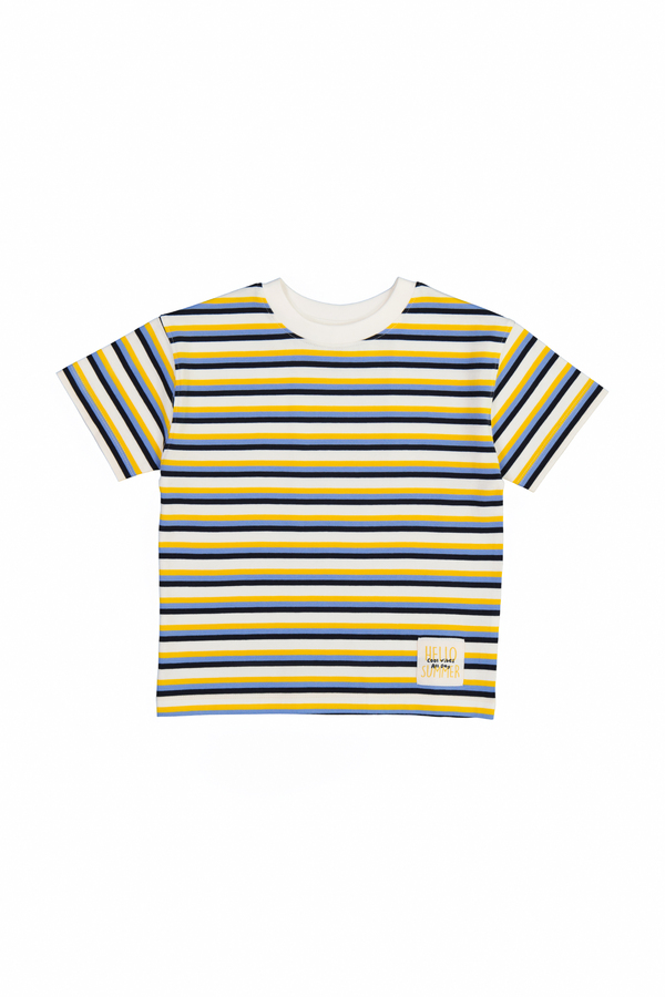Boy's 100% Cotton Yarn Dye Stripe Short Sleeve T-shirt