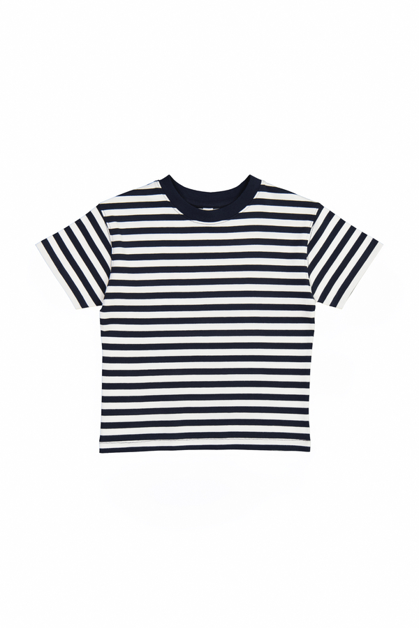 Boy's 100% Cotton Yarn Dye Stripe Short Sleeve T-shirt