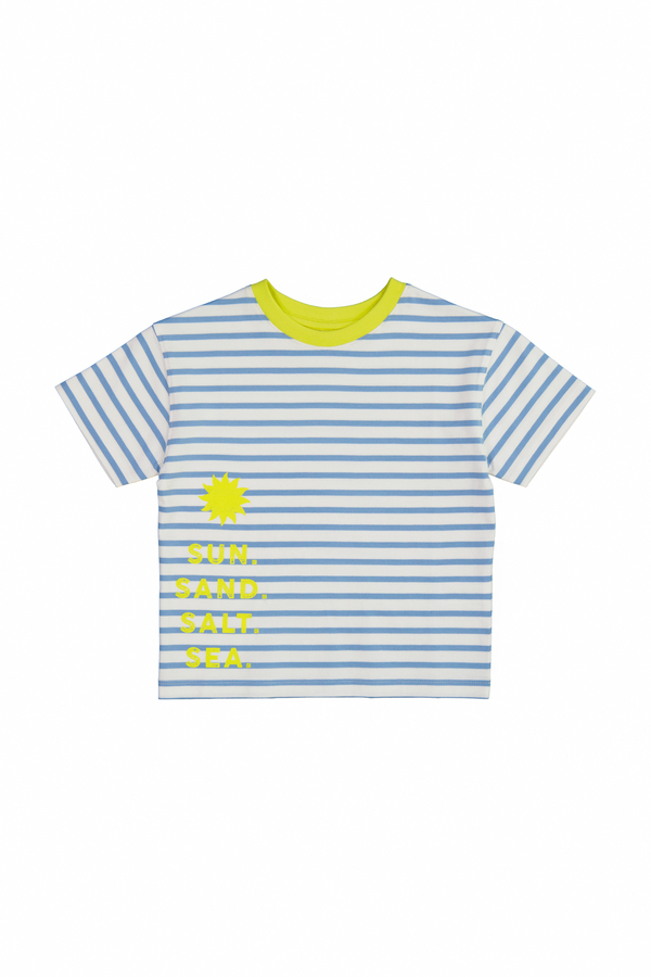 Boy's 100% Cotton Yarn Dye Stripe Short Sleeve T-shirt