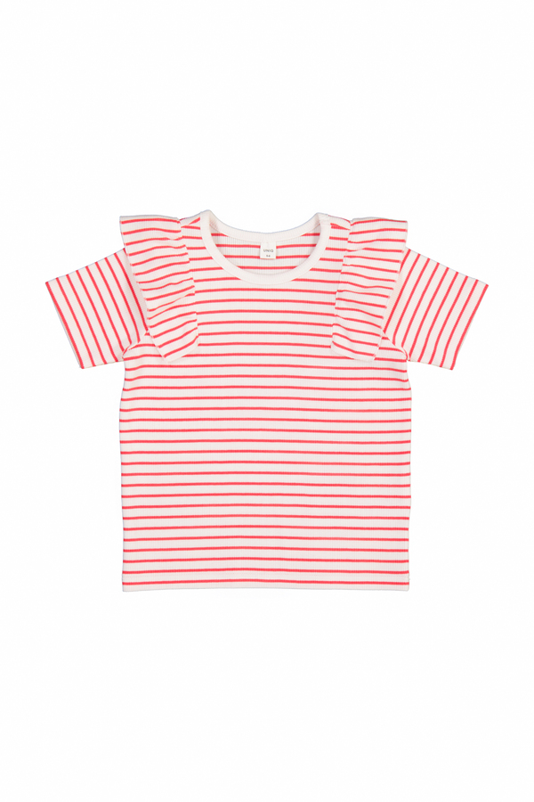 Girl's 100% Cotton Yarn Dye Stripe Short Sleeve T-Shirt