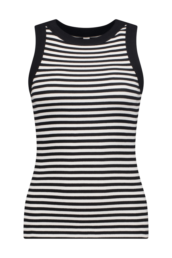 Women's High Neck Rib Striped Tee
